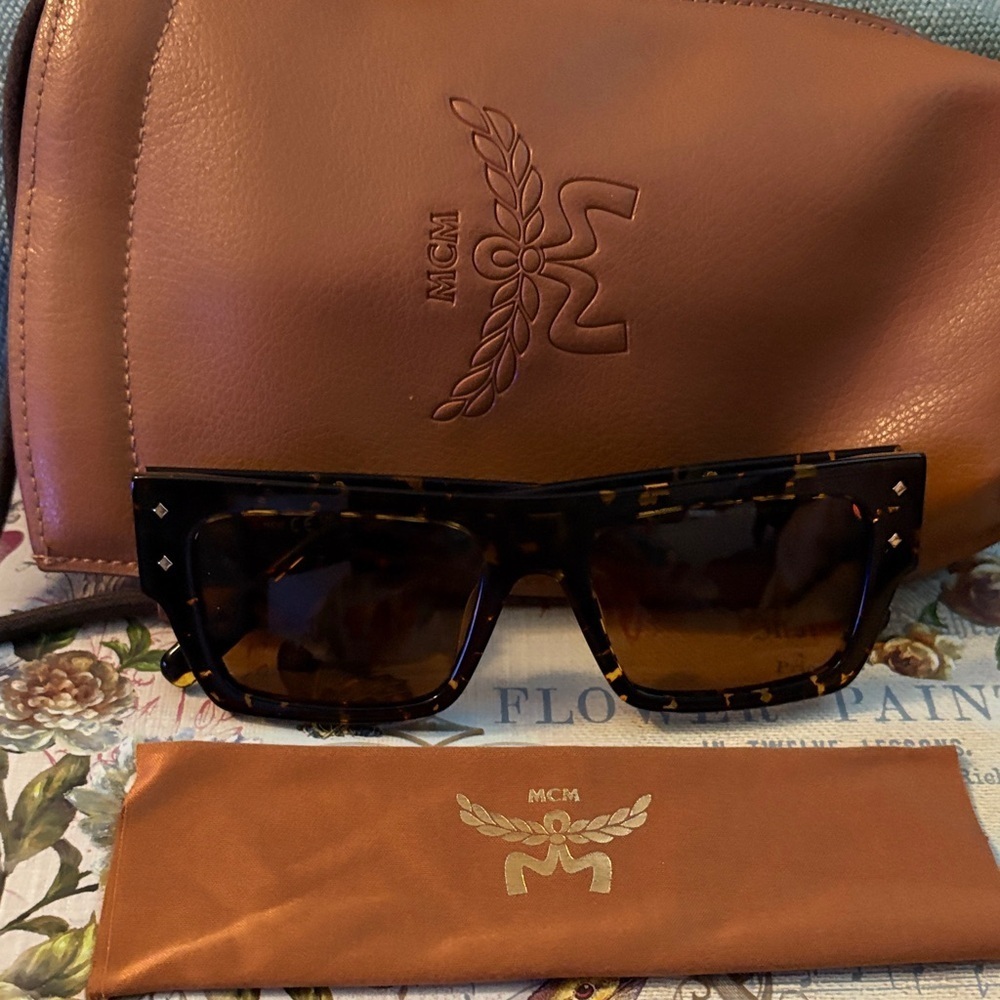 MCM Black and Brown Tortoise Sunglasses with  Branded Carrying Case